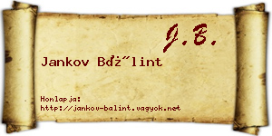 Jankov Bálint névjegykártya